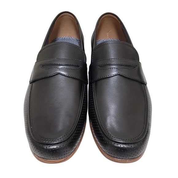 Bar III Men Peyton Perforated Slip On Penny Loafers Size US 10.5M Black Leather main image 5